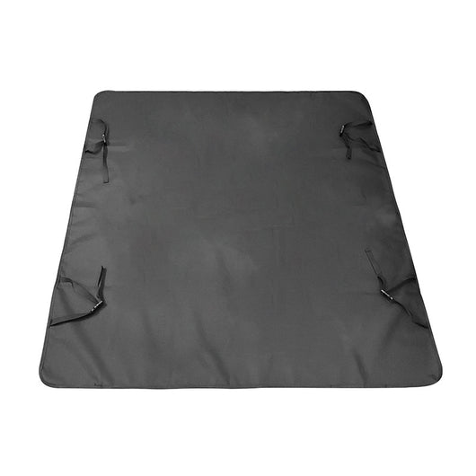 Pink car pet mat with white paw print and bone patterns, featuring black straps for securing to a rear seat. - Image 13