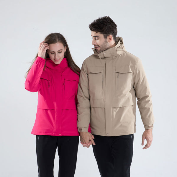 Chaqueta Montañera 3 en 1 Multibolsillos Talla Grande