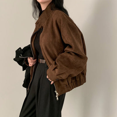 Abrigo Retro de Ante Cálido con Doble Cierre - Perfecto para Otoño Invierno - Image 32