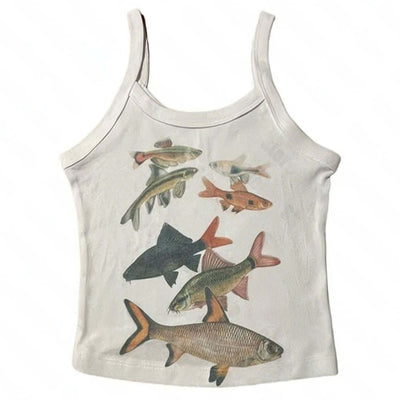 Chaleco Estampado Peces Dorados Cuello Cuadrado Ajustado Sexy - Image 12