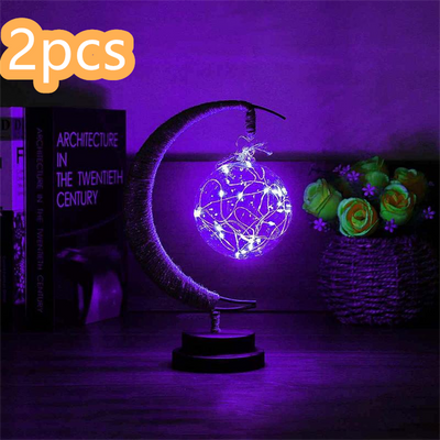 Lámpara Decorativa LED Luna con Ornamento de Hierro Forjado y Luz de Estrella - Image 9