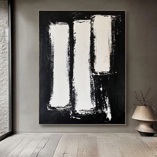 Cuadro Abstracto Blanco y Negro - Pintura al Óleo Moderna para Sala de Estar - Image 13