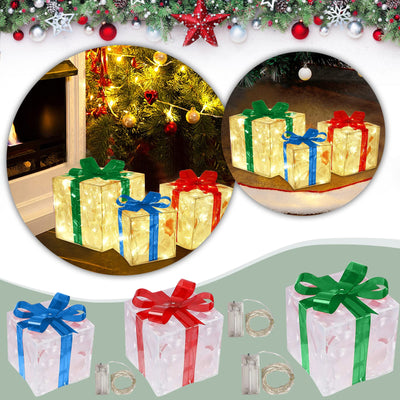 Caja de Regalo Navideña Luminosa con Moño - Decoración LED para Interiores y Exteriores - Image 9