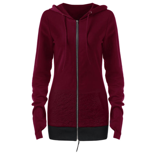 Abrigo Deportivo para Mujer con Capucha y Detalles de Encaje - Image 3