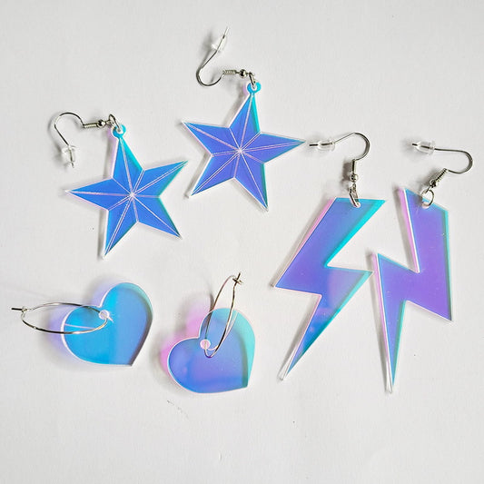 Aretes Láser Cambia Color de Acrílico Hueco