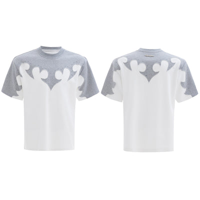 Playera Hombre Cuello Redondo Algodón Pesado con Bordado 3D Flor Quemada y Cristales - Image 4