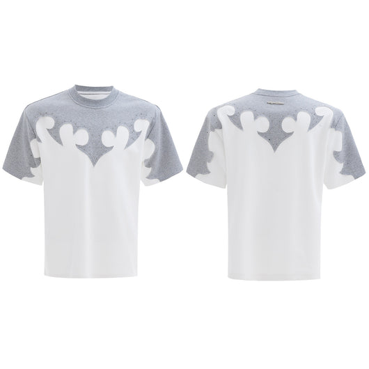 Playera Hombre Cuello Redondo Algodón Pesado con Bordado 3D Flor Quemada y Cristales - Image 4