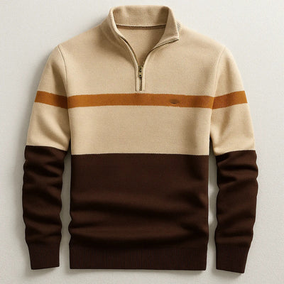 Suéter Pullover Ejecutivo con Cuello Alto y Cierre de Media Cremallera - Image 9