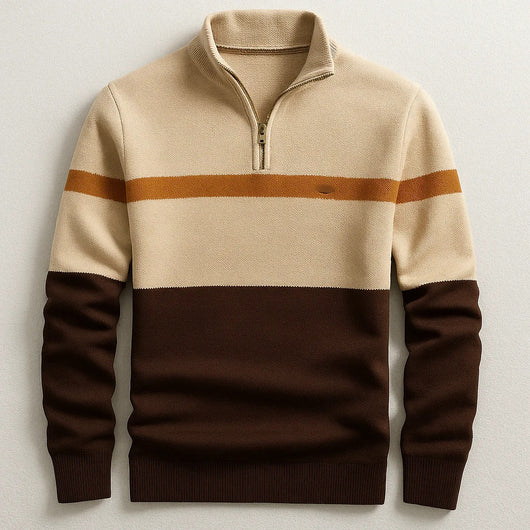 Suéter Pullover Ejecutivo con Cuello Alto y Cierre de Media Cremallera - Image 9