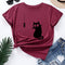 Playera Estampada con Patrón de Gatos para Verano