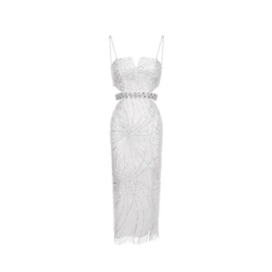 Vestido de Gala Hueco con Lentejuelas y Pedrería Brillante para Mujer - Image 7