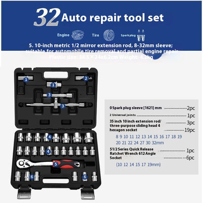 Kit de Herramientas Multifuncional para Reparación Automotriz con Llaves de Tubo - Image 10