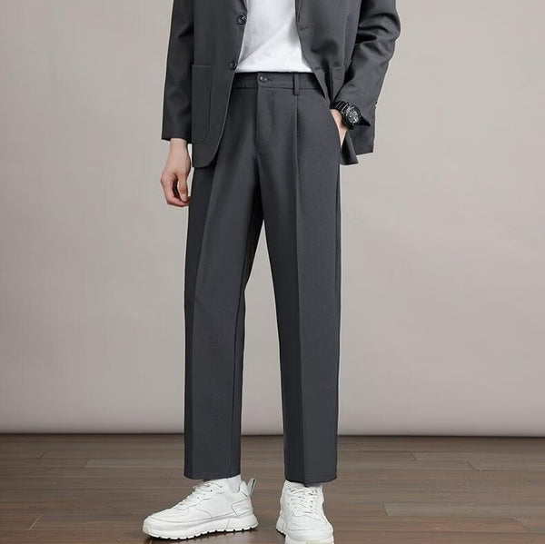 Pantalones de Vestir Rectos Minimalistas en Color Sólido para Hombre