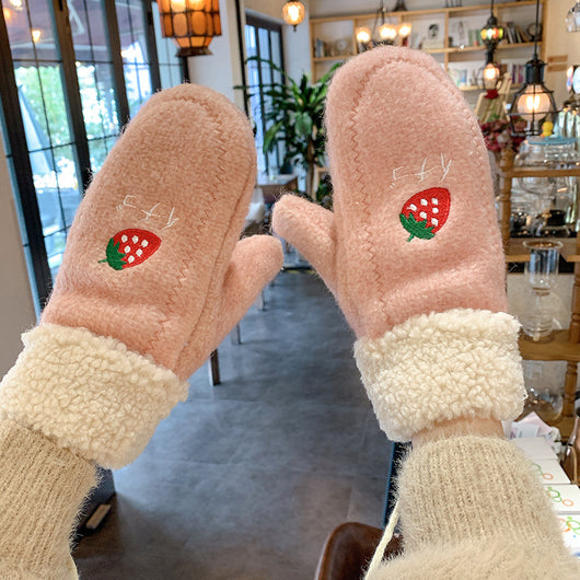 Guantes Térmicos para Ciclismo Mujer con Forro de Terciopelo - Diseño Fresa - Image 7