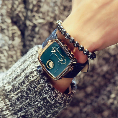 Reloj de Pulsera Cuadrado Hombre Doble Movimiento - Elegancia y Estilo - Image 3