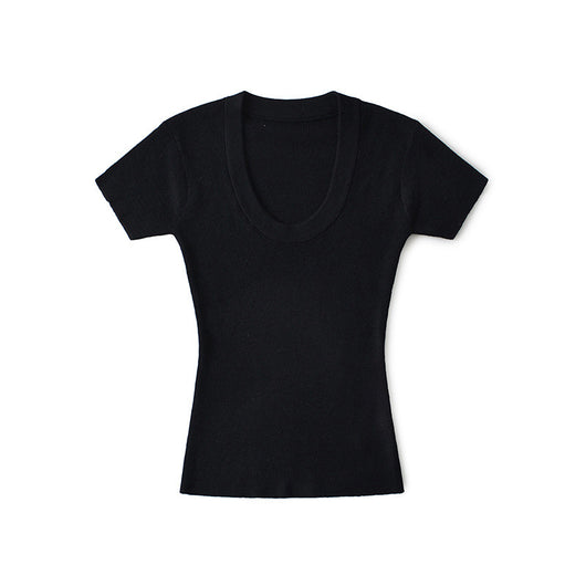 Blusa Ajustada de Lana Estilo Europeo - Cuello Redondo Liso y Elástico - Image 42