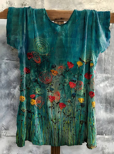 Camiseta de Algodón con Estampado Floral Vintage - Image 2