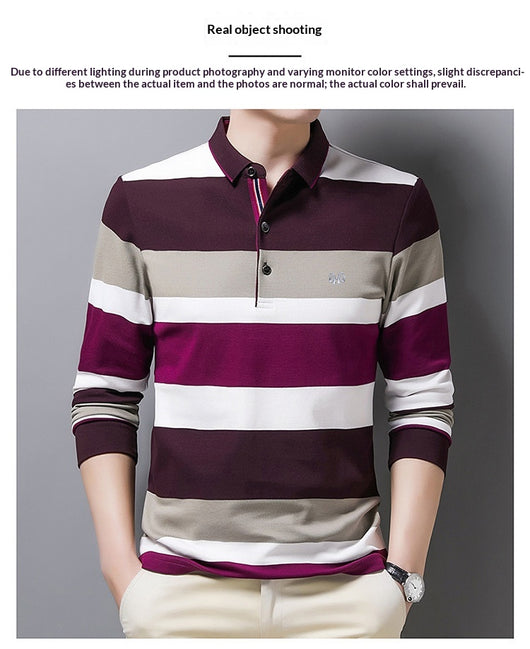 Camisa de Manga Larga con Cuello Italiano a Rayas - Image 9