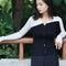 Cardigan Tejido Bicolor Irregular Ajustado de Manga Larga para Otoño e Invierno