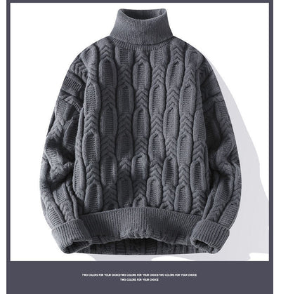Suéter de Cuello Alto Trenzado para Hombre - Abrigo Casual y Cálido - Image 11