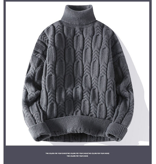 Suéter de Cuello Alto Trenzado para Hombre - Abrigo Casual y Cálido - Image 11