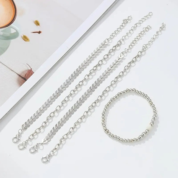 Reloj Cuadrado de Moda con Pulsera de Cuentas Brillantes Ajustable