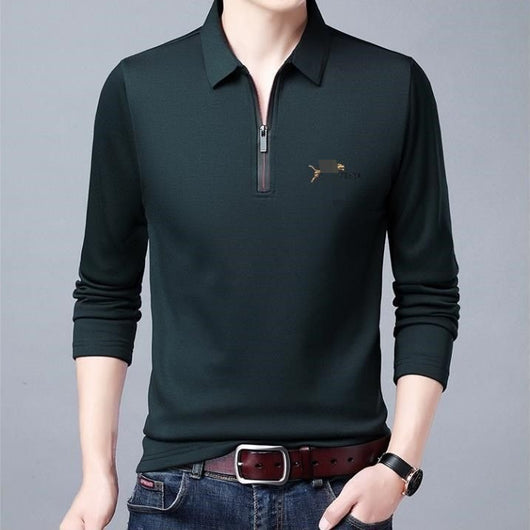 Camiseta Manga Larga con Cuello Solapa y Cierre Parcial para Hombre - Image 9