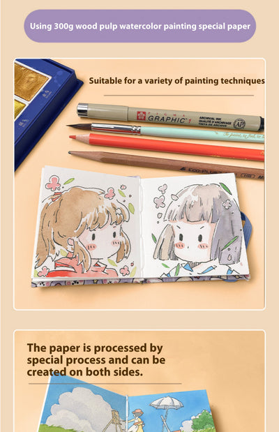 Cuaderno de Viaje Portátil para Acuarela con Diseño de Pájaro Feile - Image 28