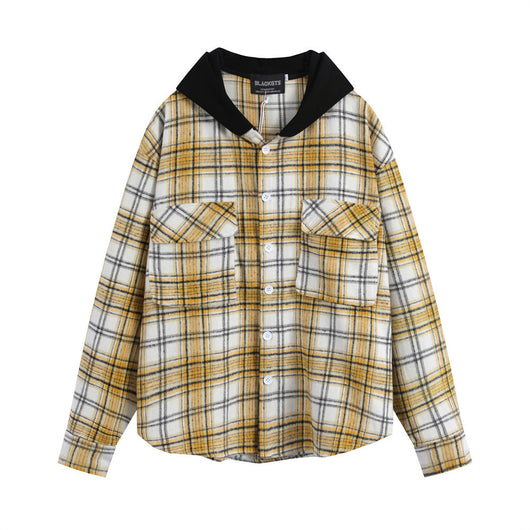 Chamarra Tipo Camisa a Cuadros con Capucha para Hombre - Image 5