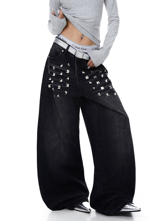 Pantalones Vaqueros Desteñidos para Mujer con Diseño de Remaches Estilo Americano y Detalles Rasgados - Image 15