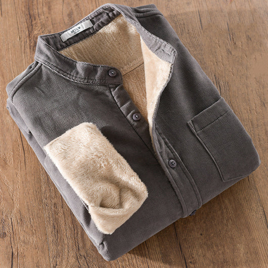 Camisa Térmica Acolchada de Pana y Terciopelo para Hombre - Image 7