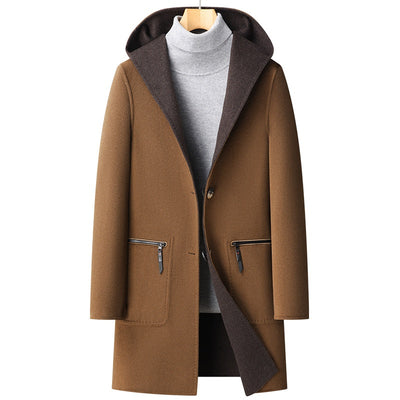 Abrigo de Lana Reversible con Capucha para Hombre - Largo Medio - Image 16