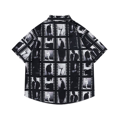 Camisa Suelta Estampado Video Tape para Hombre - Image 15