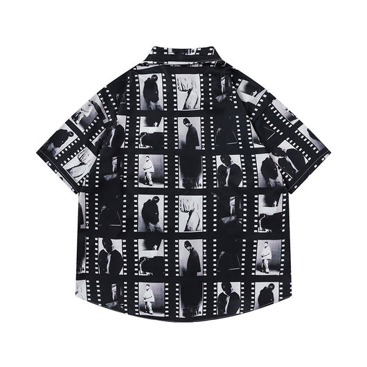 Camisa Suelta Estampado Video Tape para Hombre - Image 15