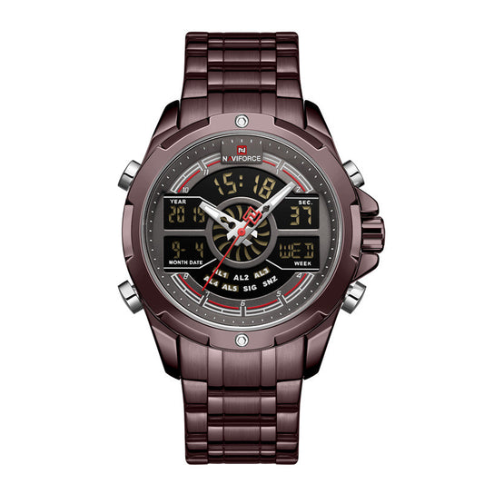 Reloj Cronógrafo Multifunción con Doble Pantalla y Calendario Luminoso para Hombre