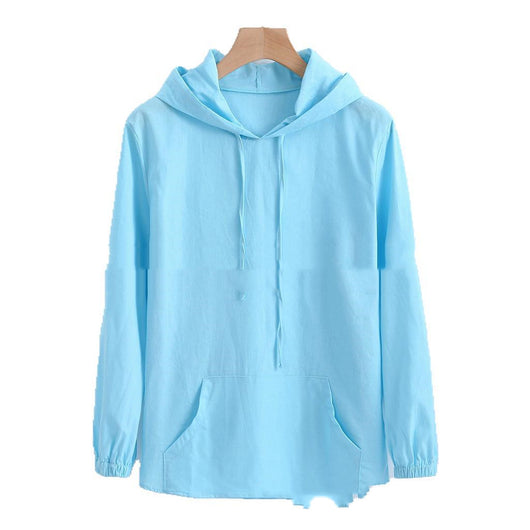Camisa Hoodie Hombre Algodón y Lino Manga Larga Transpirable - Image 4