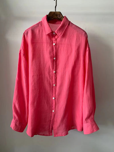 Blusa Holgada de Tencel y Lino Vintage para Mujer - Manga Larga Casual - Image 14
