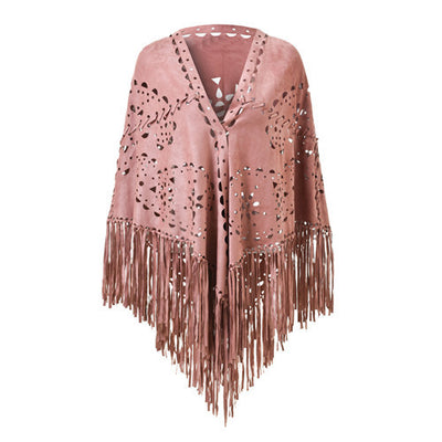 Capa Chal de Gamuza Deerskin con Borlas - Estilo Europeo Elegante - Image 10