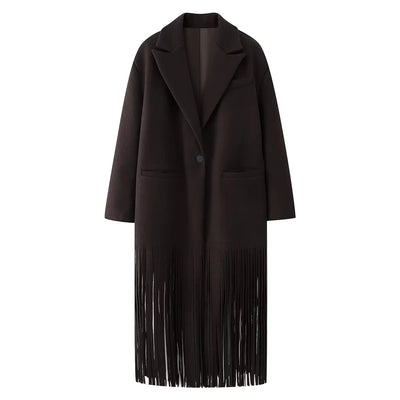 Abrigo de Lana con Flecos para Mujer - Estilo Urbano - Image 45