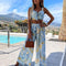 Conjunto Elegante: Blusa Estampada con Pantalón Ancho