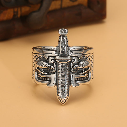 Anillo Espada Punk Vintage Plata Tailandesa para Hombre - Image 14
