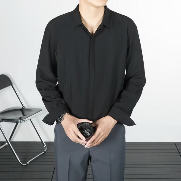 Camisa Suelta de Lino Coreana con Drapeado Elegante