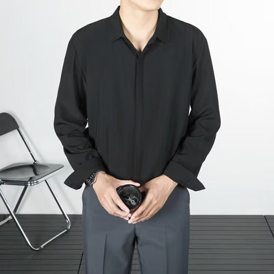 Camisa Suelta de Lino Coreana con Drapeado Elegante - Image 2