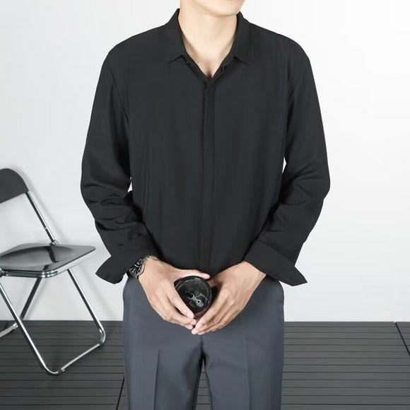 Camisa Suelta de Lino Coreana con Drapeado Elegante