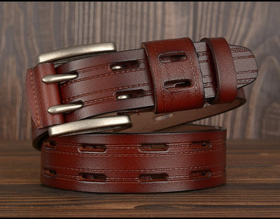 Cinturón de Cuero para Hombre con Hebilla Doble Pasador - Estilo Casual y Jeans - Image 26
