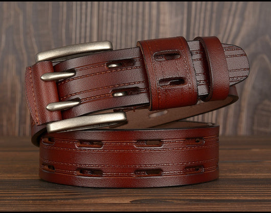 Cinturón de Cuero para Hombre con Hebilla Doble Pasador - Estilo Casual y Jeans - Image 26
