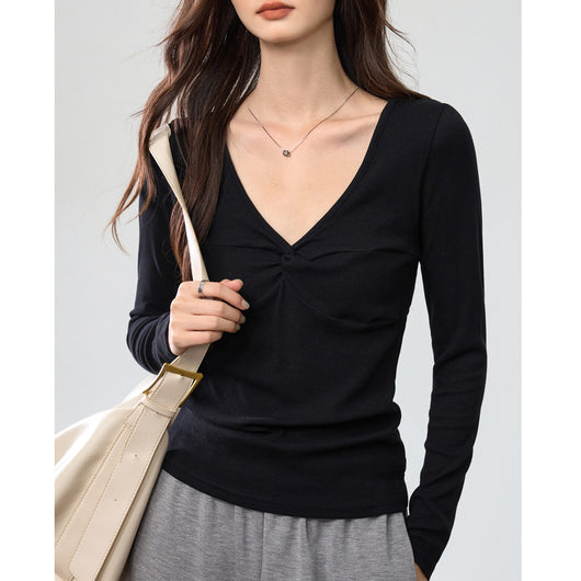 Blusa Elegante Escote Profundo con Nudo y Manga Larga - Image 8