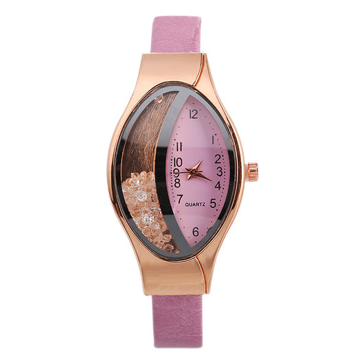 Reloj de Mujer Forma Ojo Cuarzo con Correa Quicksand y Perlas Giratorias - Image 6