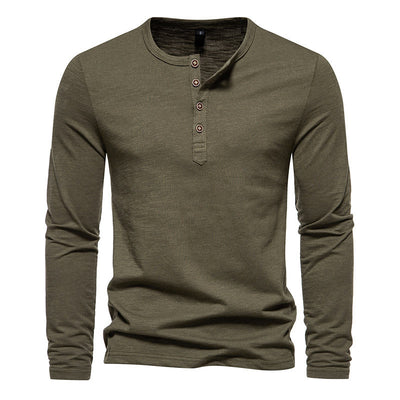 Camiseta Manga Larga Hombre Bambú Algodón Cuello Henley Botones - Image 6