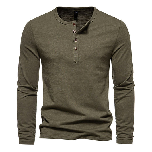 Camiseta Manga Larga Hombre Bambú Algodón Cuello Henley Botones - Image 6